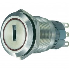 Антивандальный переключатель с ключом 250 В/AC 5 A LAS1-AGQ-22Y/31 2 x вкл/выкл/вкл., монтажный диаметр 19 мм