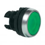 Кнопка с подсветкой плоская, фиксируемая BACO L21CH20 обод хромированный, кнопка зеленая