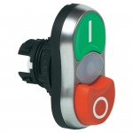 Сдвоенная кнопка плоская, высокая BACO L61QK21 обод хромированный пластик, кнопка зеленая, красная