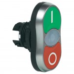 Сдвоенная кнопка с подсветкой, со светодиодом, плоская BACO L61QH21 обод хромированный пластик, кнопка зеленая, красная