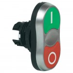 Сдвоенная кнопка, плоская BACO L61QA21 обод хромированный пластик, кнопка зеленая, красная