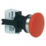 Кнопка аварийной остановки, 600 В 10 А, с адаптером BACO L21AD01C обод хромированный пластик, кнопка красная