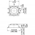 SMD-кнопочный переключатель Diptronics 12 x 12 мм, SMD 1x выкл/(вкл), 12 В/DC 50 m/ A