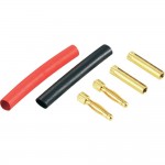 Набор штекеров и разъемов с позолоченными контактами DS 2 алюминий Schnepp штифт-O: 2 мм, для пайки, 20 A, красный, черный, содержит: 1 шт.