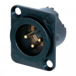 XLR разъем контактный разъем с фланцем Neutrik NC3MD-LX-B контактов: 3, черного цвета, 1 шт.